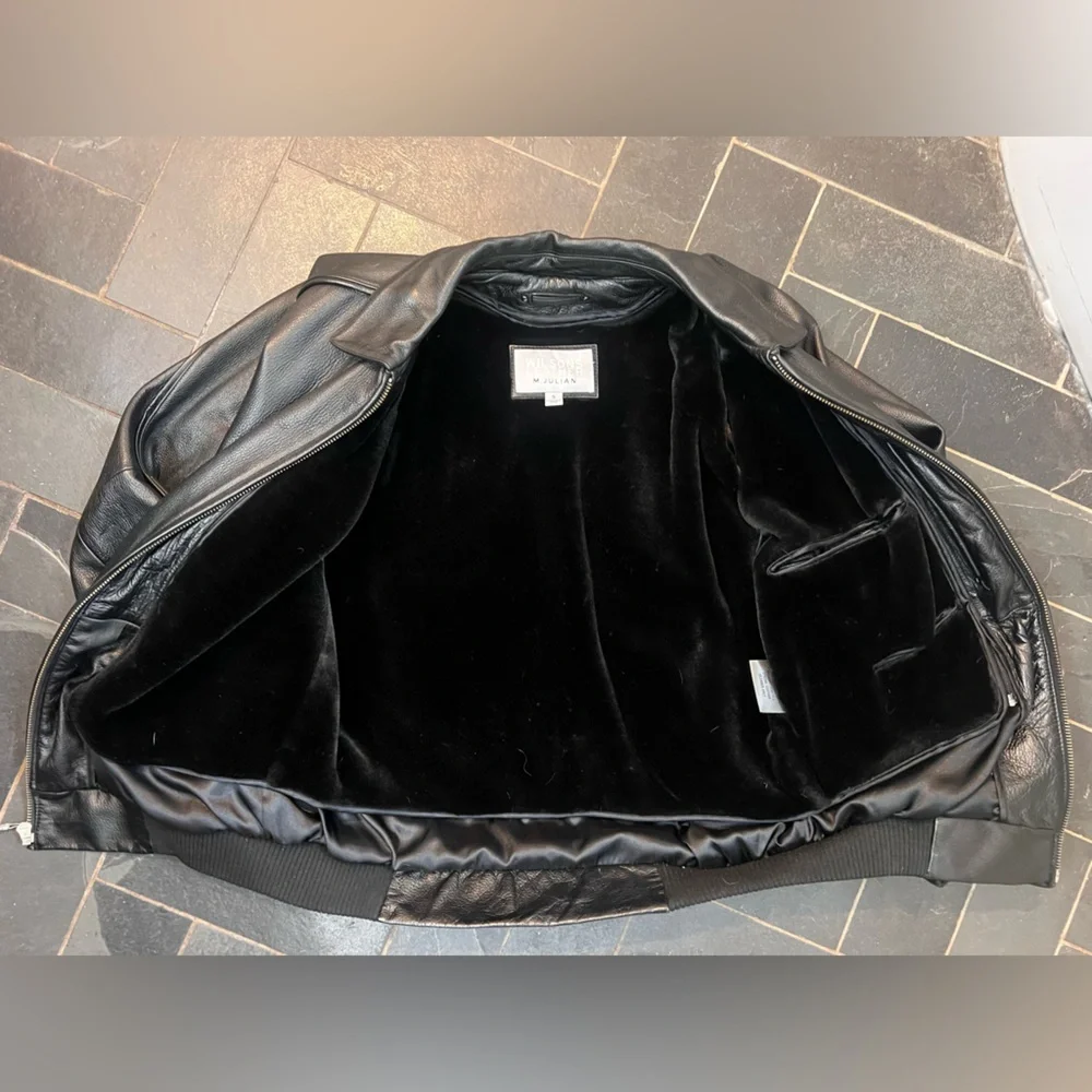Vintage Wilson’s leather bomber jacket coat black - Picture 6 of 9